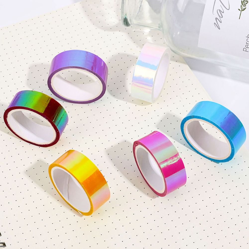 Mirror Wrapping Waterproof Graphic Tape Removable Decorative Sparkle Metallic Tape Rainbow Stationery Holographic Student