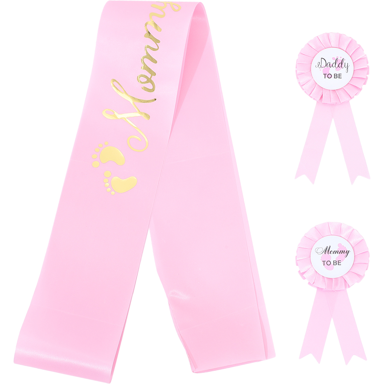 Belt Set Baby Shower Badgets Dad to Pin Waist Mother Style Sash and Satin for Mommy Decor Pregnant Woman