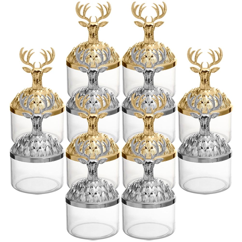 12pcs Elk Decoration Box Candy Containers Wedding Party Favor Case Plastic Gift Packaging for Christmas Halloween Birthday