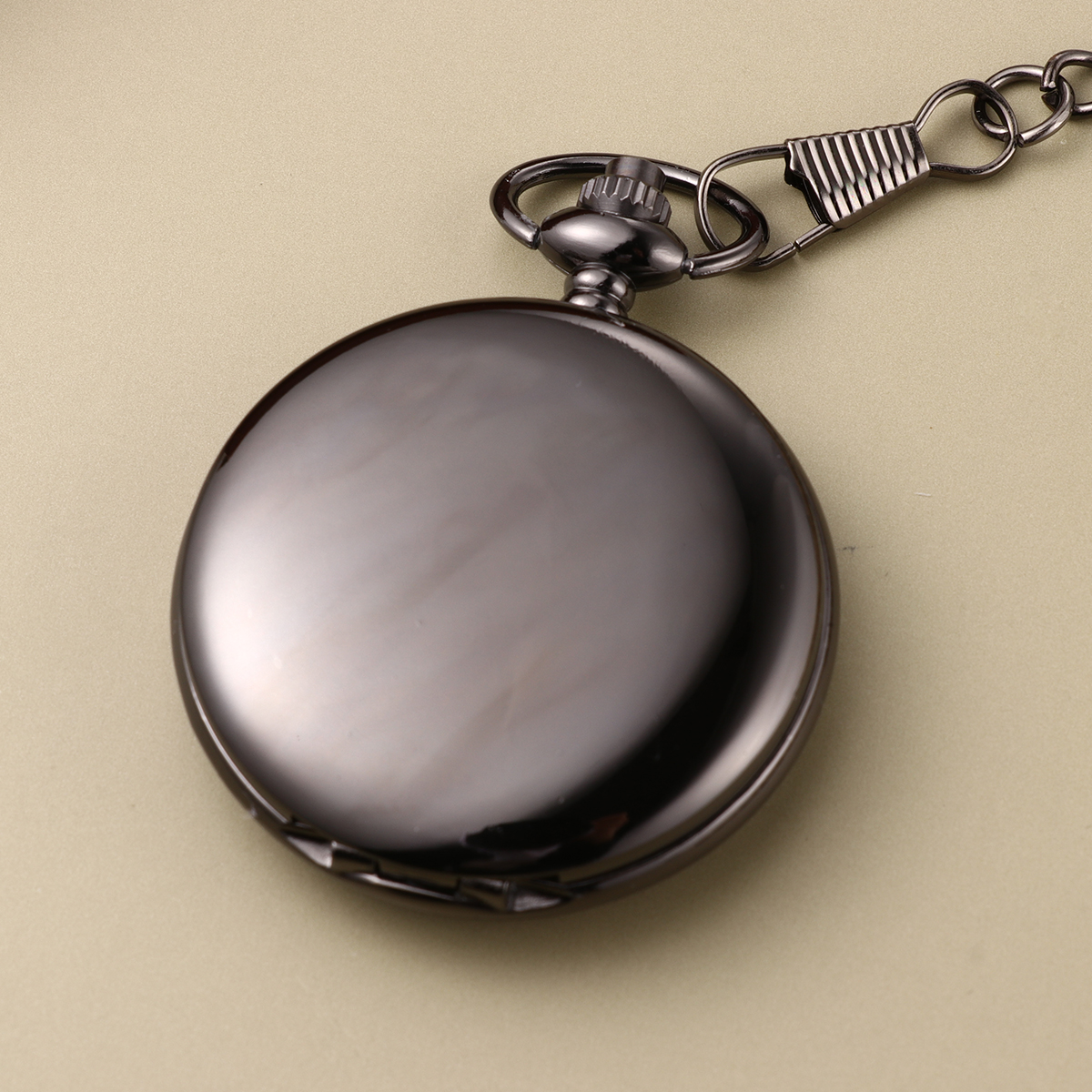 1pc Two-Faced Quartz Pocket Rose Gold Smooth Alloy Classic Delicate Chain Necklace Fashion Accessory Retro Watch