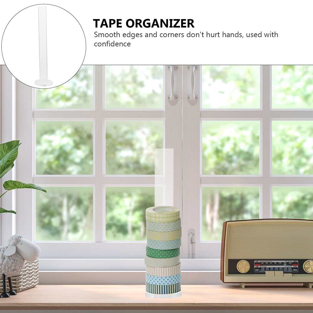 Acrylic Washi Rack Adhesive Tape Holder Storage Stand Easy Assembly Detachable Design Smooth Surface Dust Resistant Home