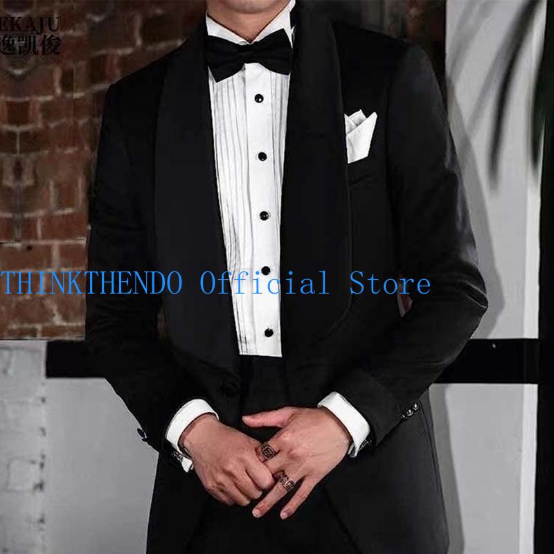39BB Men Tuxedo Tie Set with Pocket Square Cummerbunds Adult Business Formal Office Meeting Attire Wedding Formal Accessories