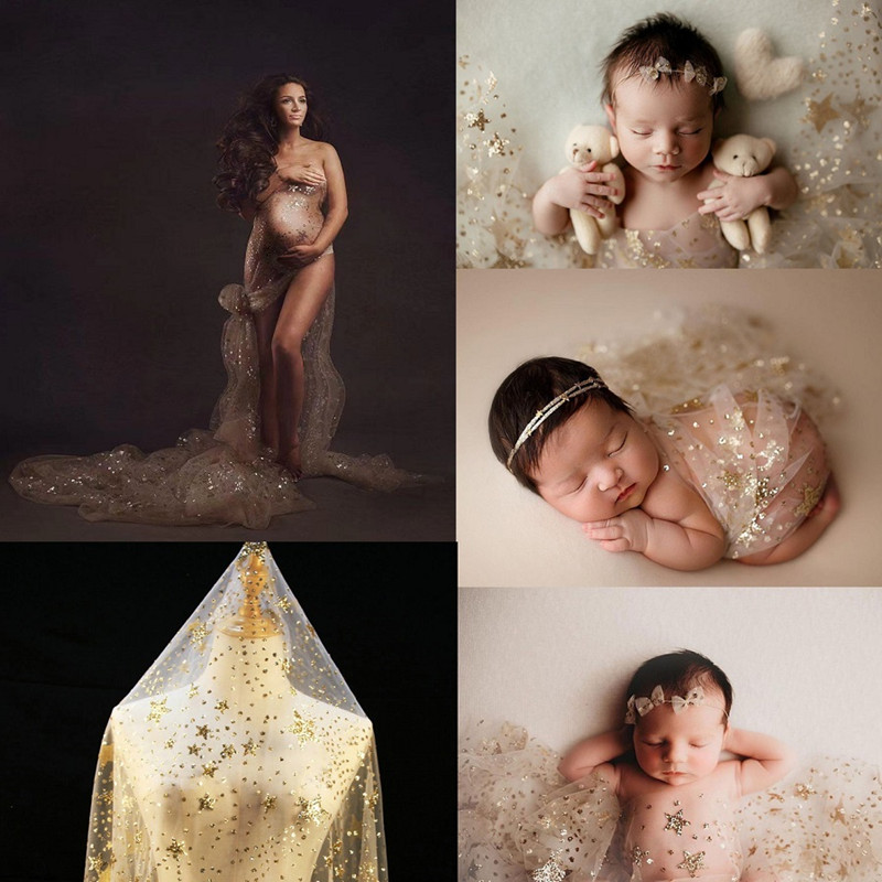 Baby Newborn Photography Props Bling  Star Wrap Blanket Photo Backdrop Background Cloth Photo Studio Accessory