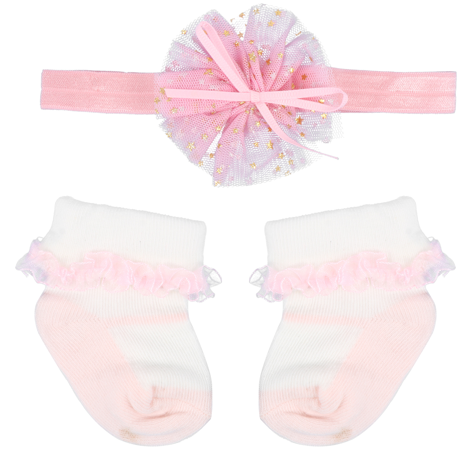 1 set Baby Lace Socks Headwrap Cotton Toddler Headbands Cartoon Girls Newborn Photo Props Warm Elastic Feet Protection