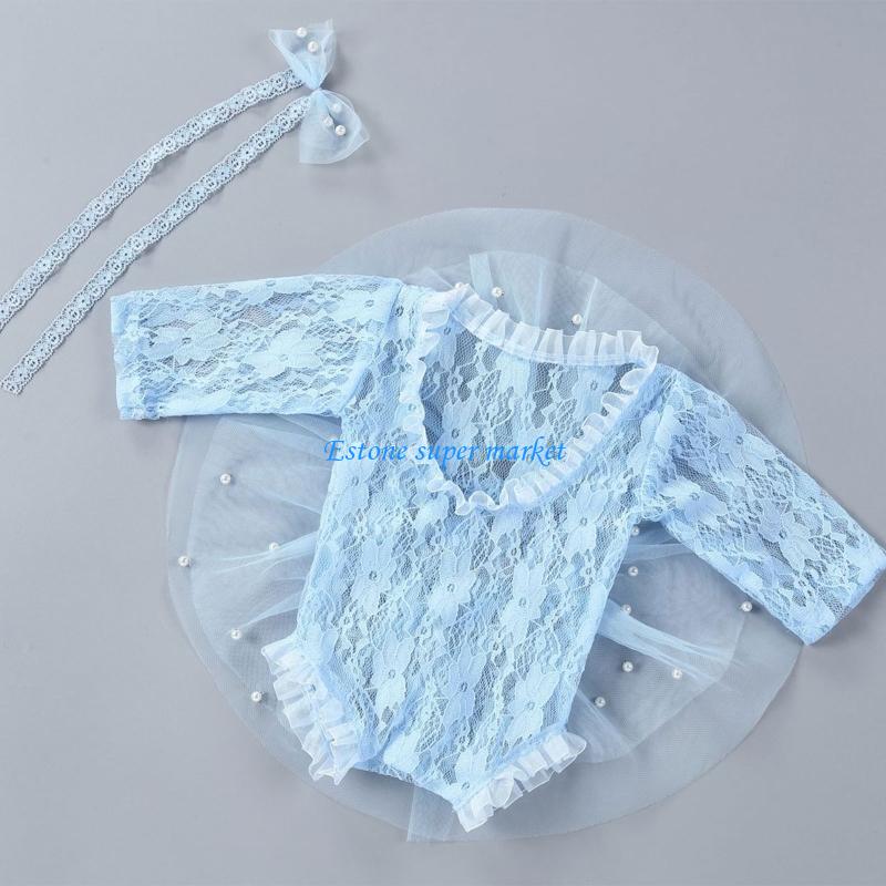090B Newborn Shower Photo Props Skin Friendly Hand-Knitted Bodysuits Photoshoot Props