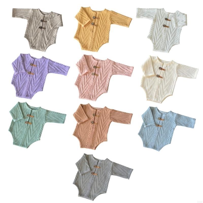 76HF Baby Photo Romper Warm Knitted Jumpsuit Newborn Photo Props Photography Clothing Professional Photostudio Accessories