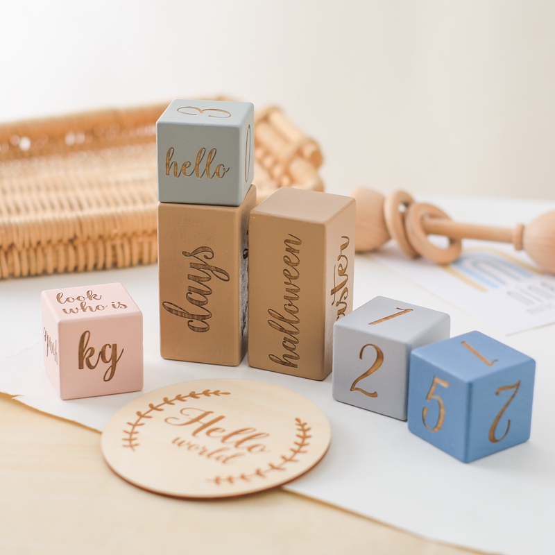 Newborn Photography Props Wooden Square Commemorate Festival Newborn Baby Photography Accessories Milestone Baby Accessories