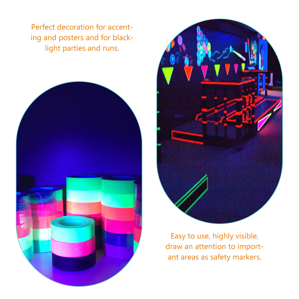 6 Rolls Glow In The Dark Tape Uv Party Decor Neon Fluorescent Duct Tape For Wall Stickers Blacklight Decorations Visible Safety