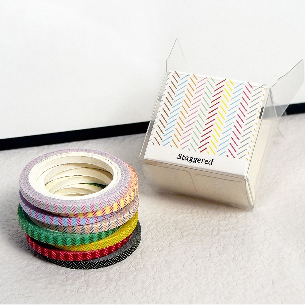 8 Rolls Paper Artwork Decorative Tapes 8 Rolls DIY Grid Adhesive Tape Colorful Decorative Stationery Stickers Journal Decor
