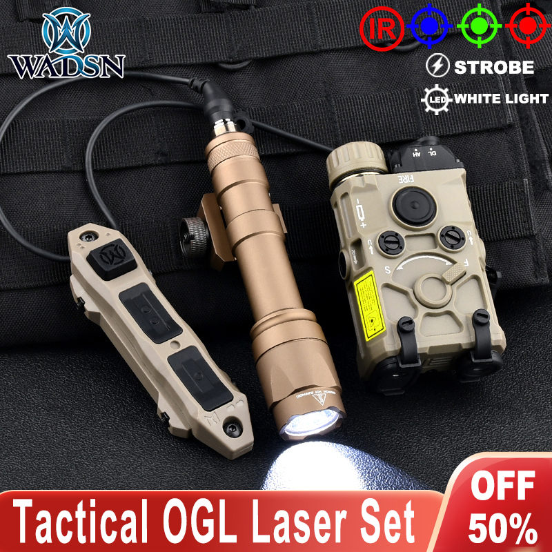 WADSN OGL IR Red Green Blue Laser M300 M600 Metal Flashlight LED White Strobe Hunting Scout Light With Three key Pressure Switch
