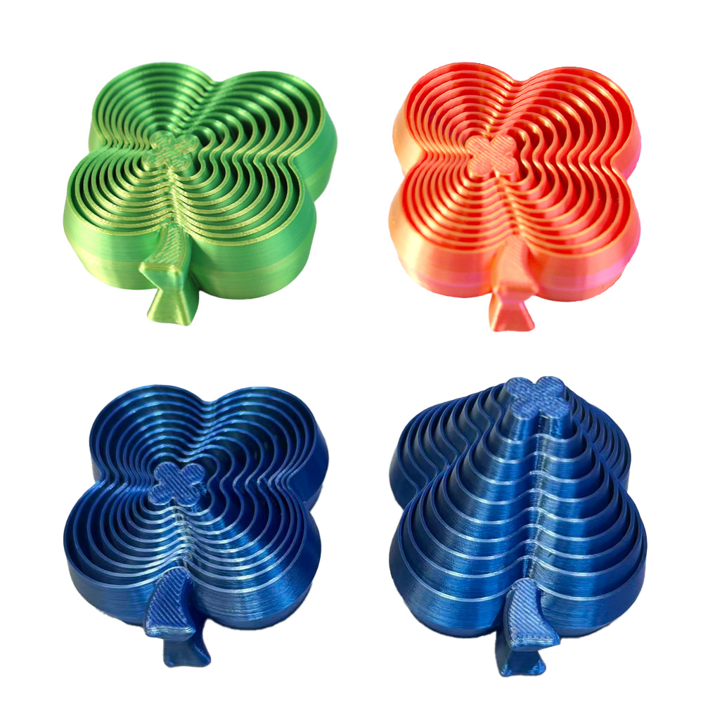 2pcs 3D Printed Radish Tower Puzzle Toy Four-leaf Clover Fidget Sensory Spinner Stress Relief Decompression Toy for Kids &amp;Adults