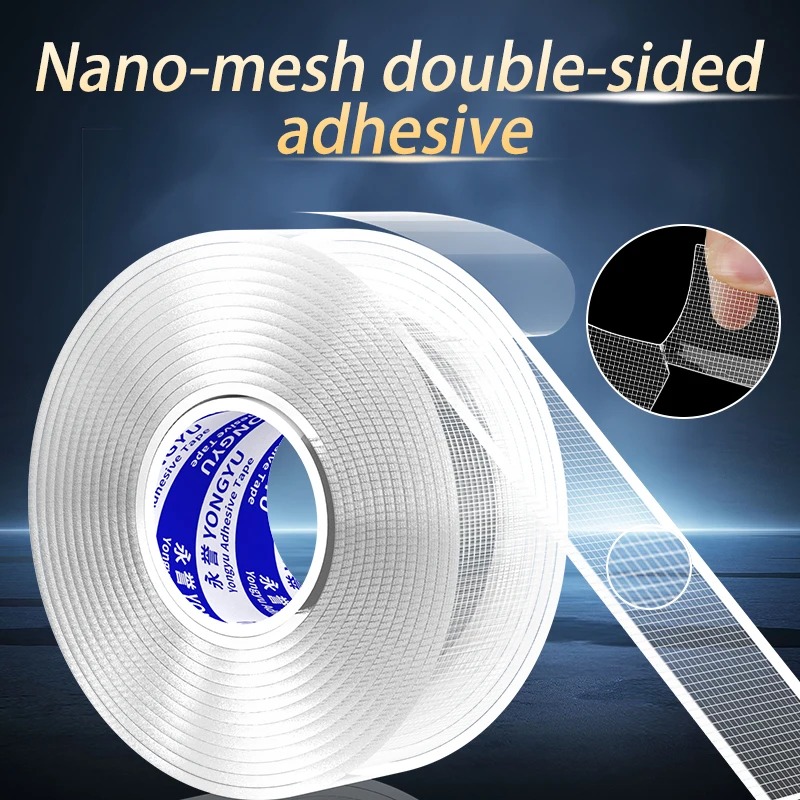 Upgraded Adhesion Tearable Filament Core Double Sided Tape DIY Heavy Duty Clear Nano Mounting Tape Removable Strong Sticky Strip