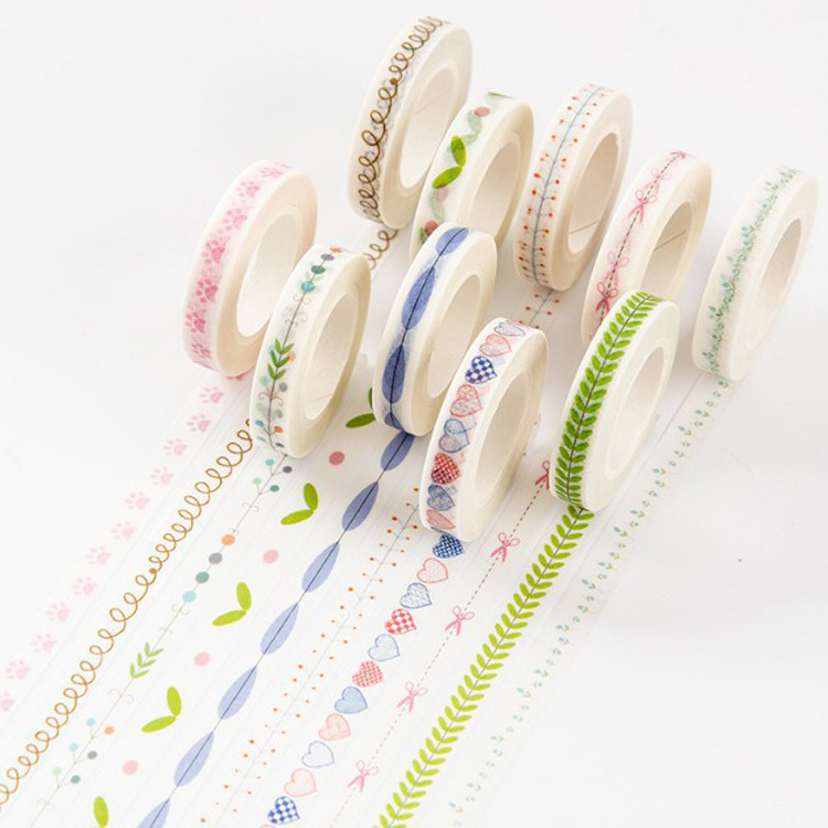 1Pcs 8mm X 10m Creative Colorful Flower Plants Decorative Adhesive Tape Masking Washi Tape DIY Scrapbooking Sticker Label School