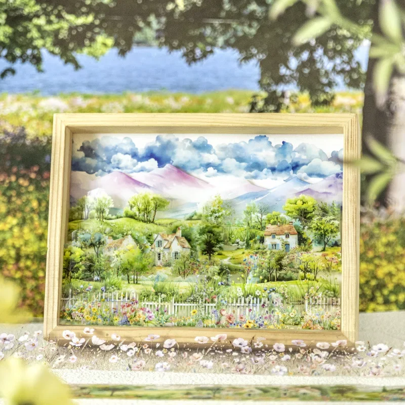 1Roll PET Tape Garden in the Woods idyllic material Handbook DIY stickers Adhesives School Supplies Writing Scrapbook 40mm*2m