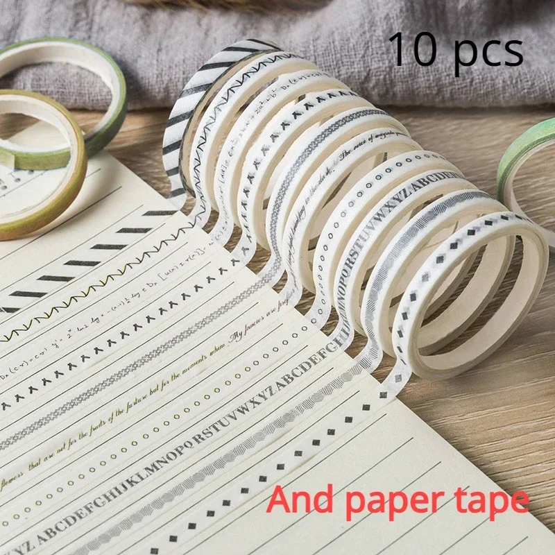10 Rolls Masking Tape, Diary Decoration Paper Sticker, Stationery Supplies, Notebooks Decorative Paper Scrapbooking Paper Tape