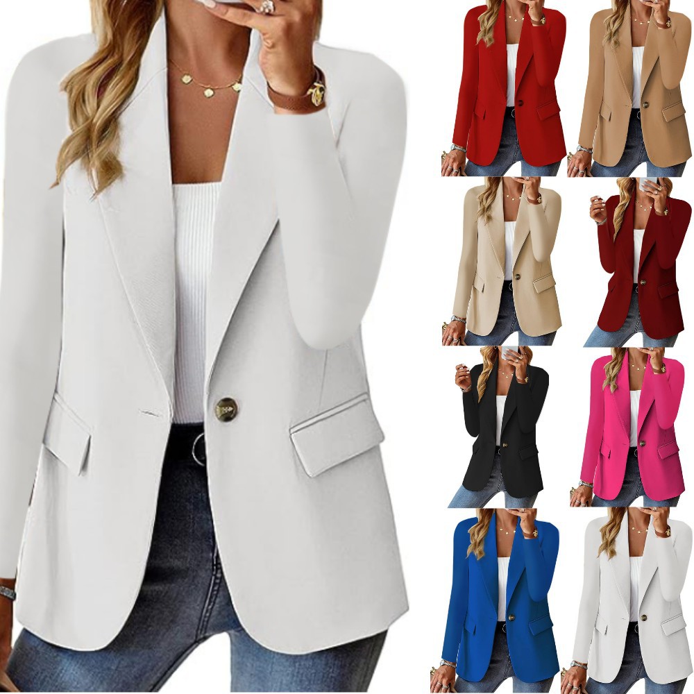 Women&#039;s Oversized Blazer Jacket Business Suit Coat Lapel Long Sleeve Solid Button Casual Elegant Coat Trendy Loose Suit Outwear