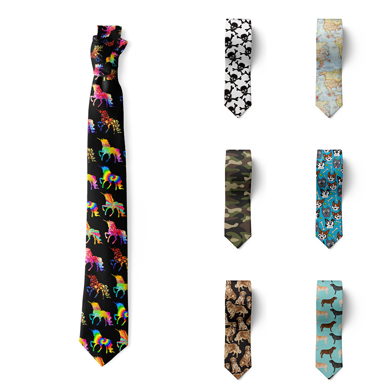 New Men&#039;s Animal Skull Print Tie Polyester Slim Fit Daily Wear Shirt Suit Accessories Casual Business Wedding Party Neckties