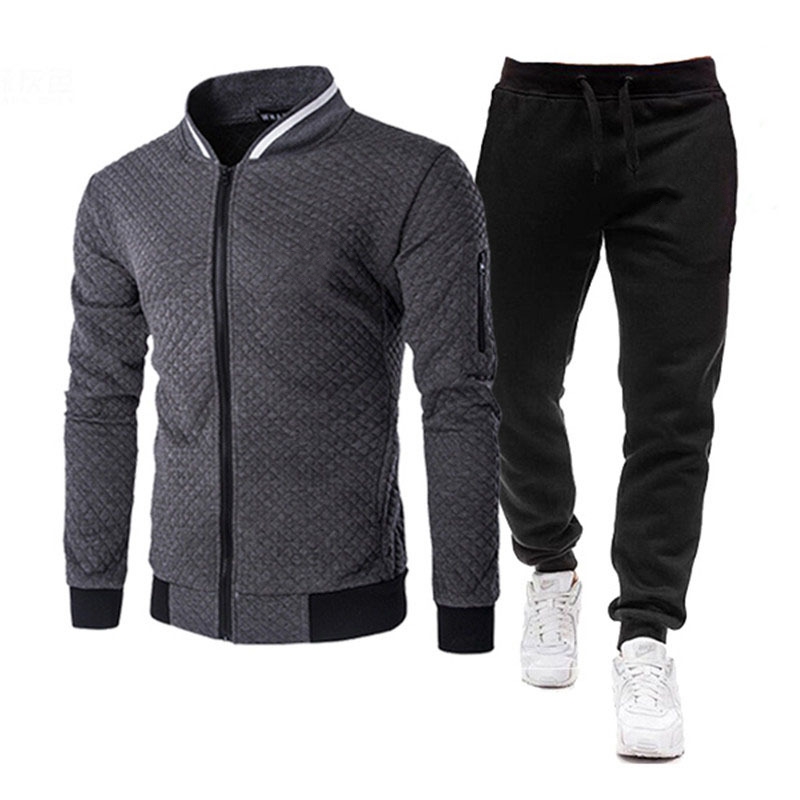 2Pcs Set Men's Soccer Sportswear Tracksuit Jacket Football Training Suit Autumn Winter Spring Long Sleeve Zipper Top and Pants