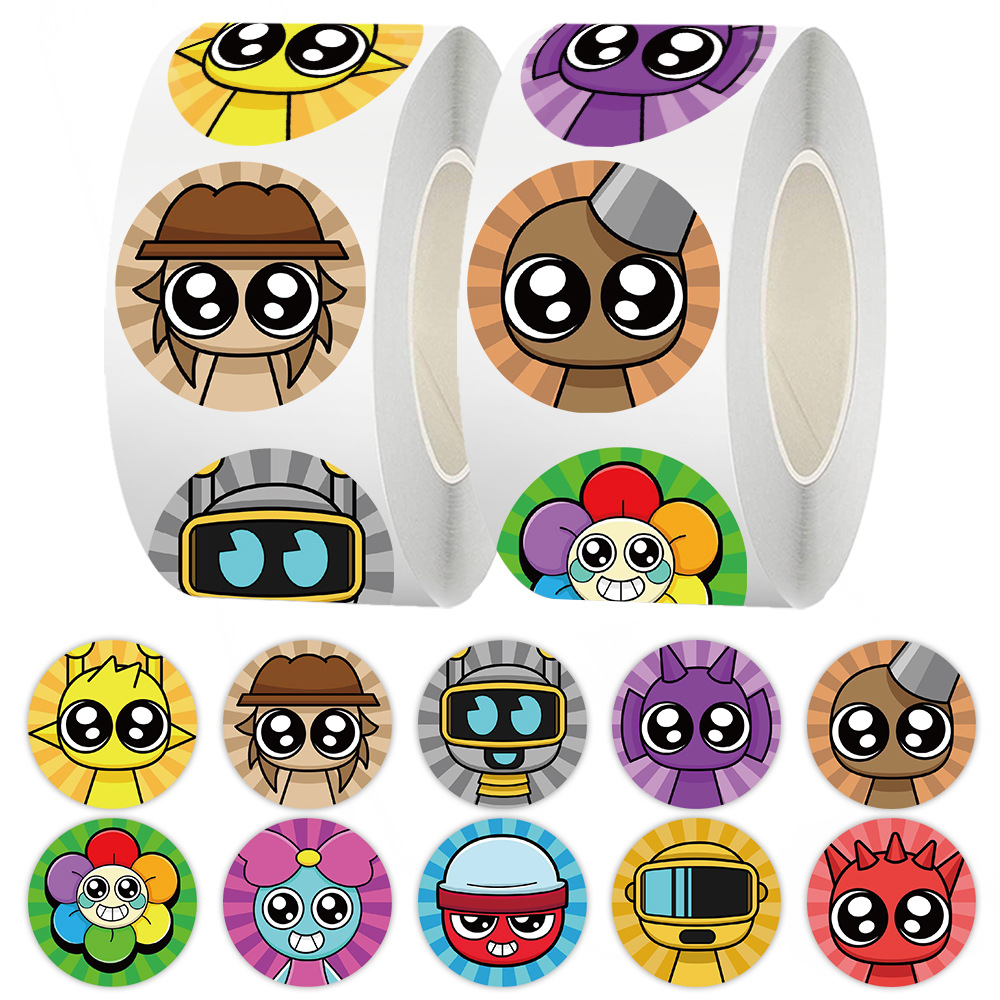 500pcs Roll Cute Incredibox Sprunki Stickers Music Game Cartoon Graffiti Luggage Laptop Phone Book Waterproof Student Stickers