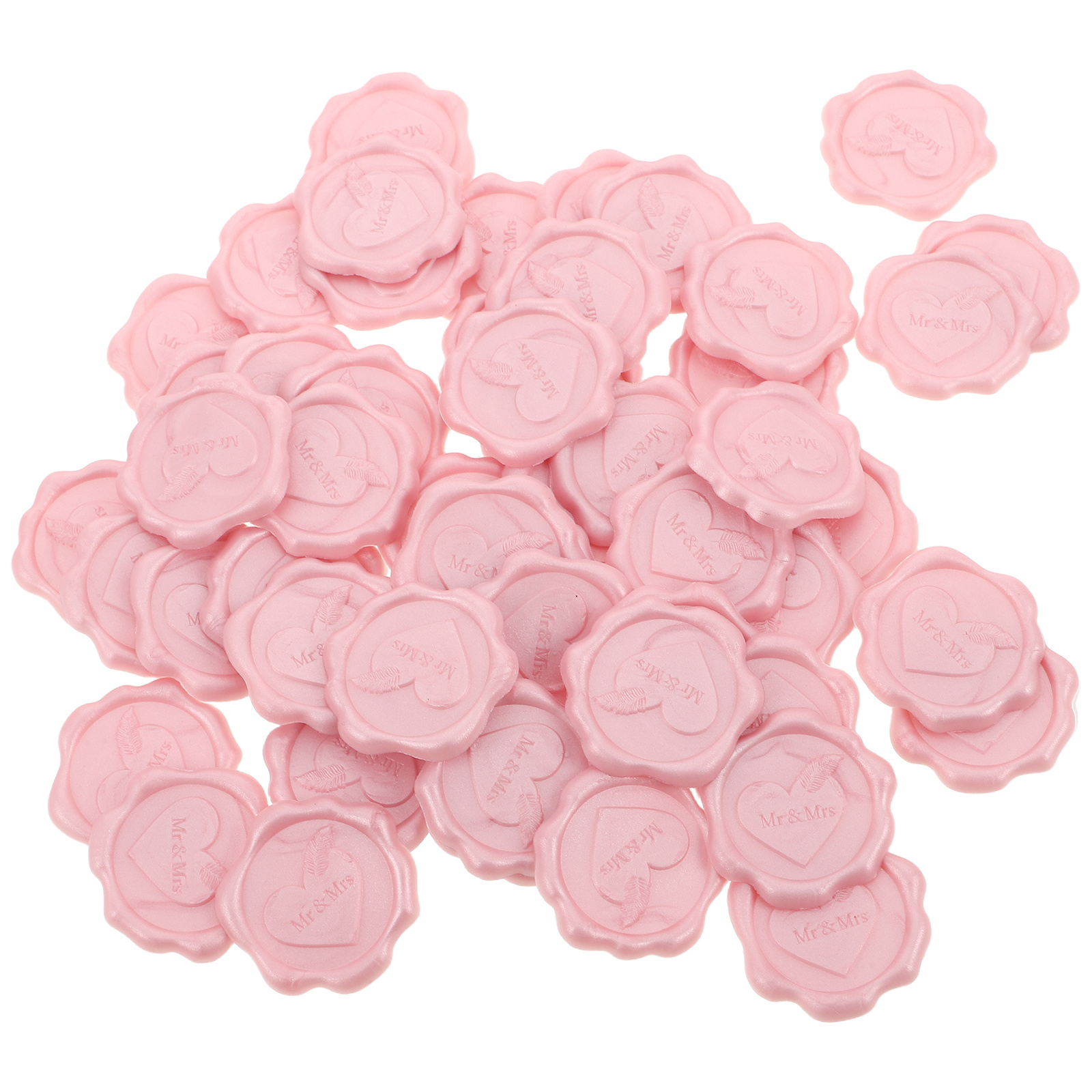 50 Pcs Wedding Hot Paint Wax Heart Pattern Wrapping Stickers Sealer Holiday Invitation