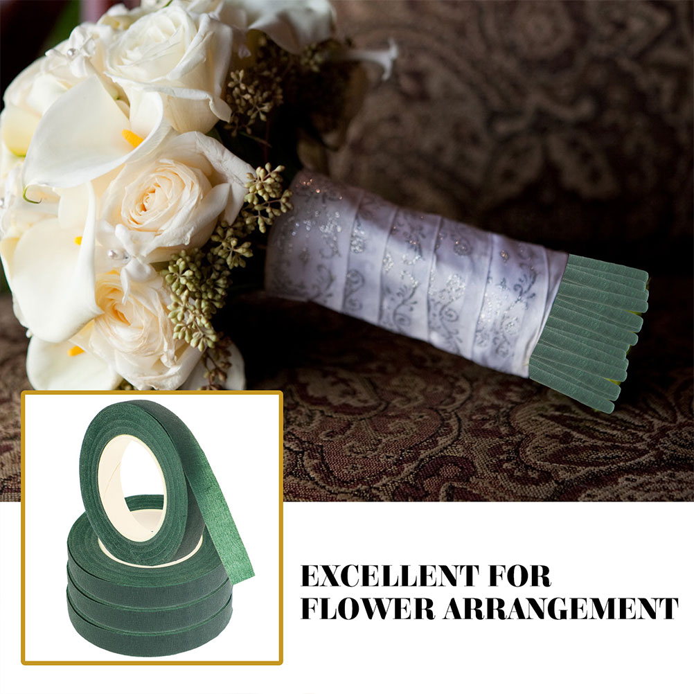2pcs 2 Rolls Green Floral Stem Wrapping For Diy Flower Arrangement Bouquet Wrap Gift Wrapping Stretchy Adhesive Tape Artificial
