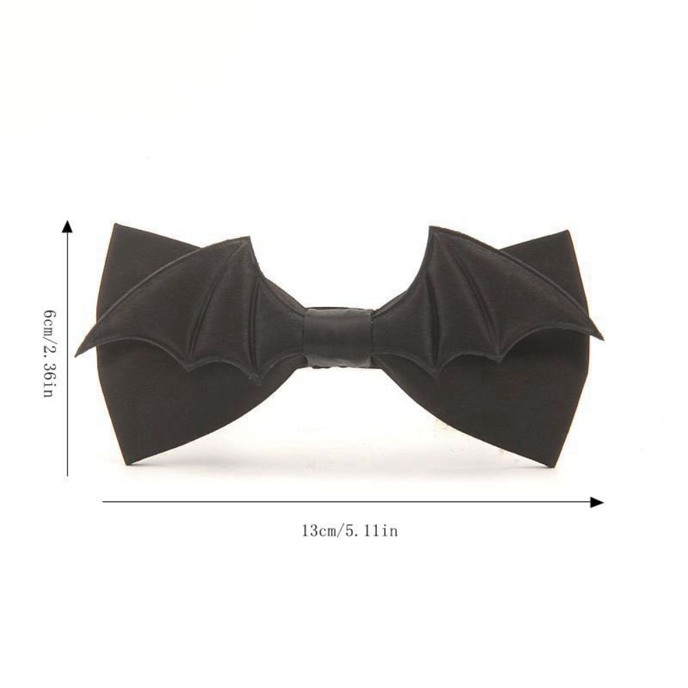 Classic PU Leather Halloween Cravat Black Soft Bat Bow Tie Adjustable Creative Men Necktie Cosplay
