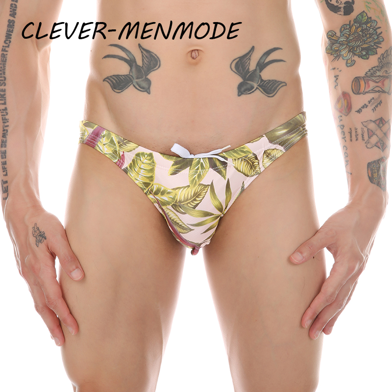 Men's Sexy Fashion Bikini Printed Swim Briefs Summer Beach Bikini Swimsuit European Beach Surf Shorts Breathable Beachwear