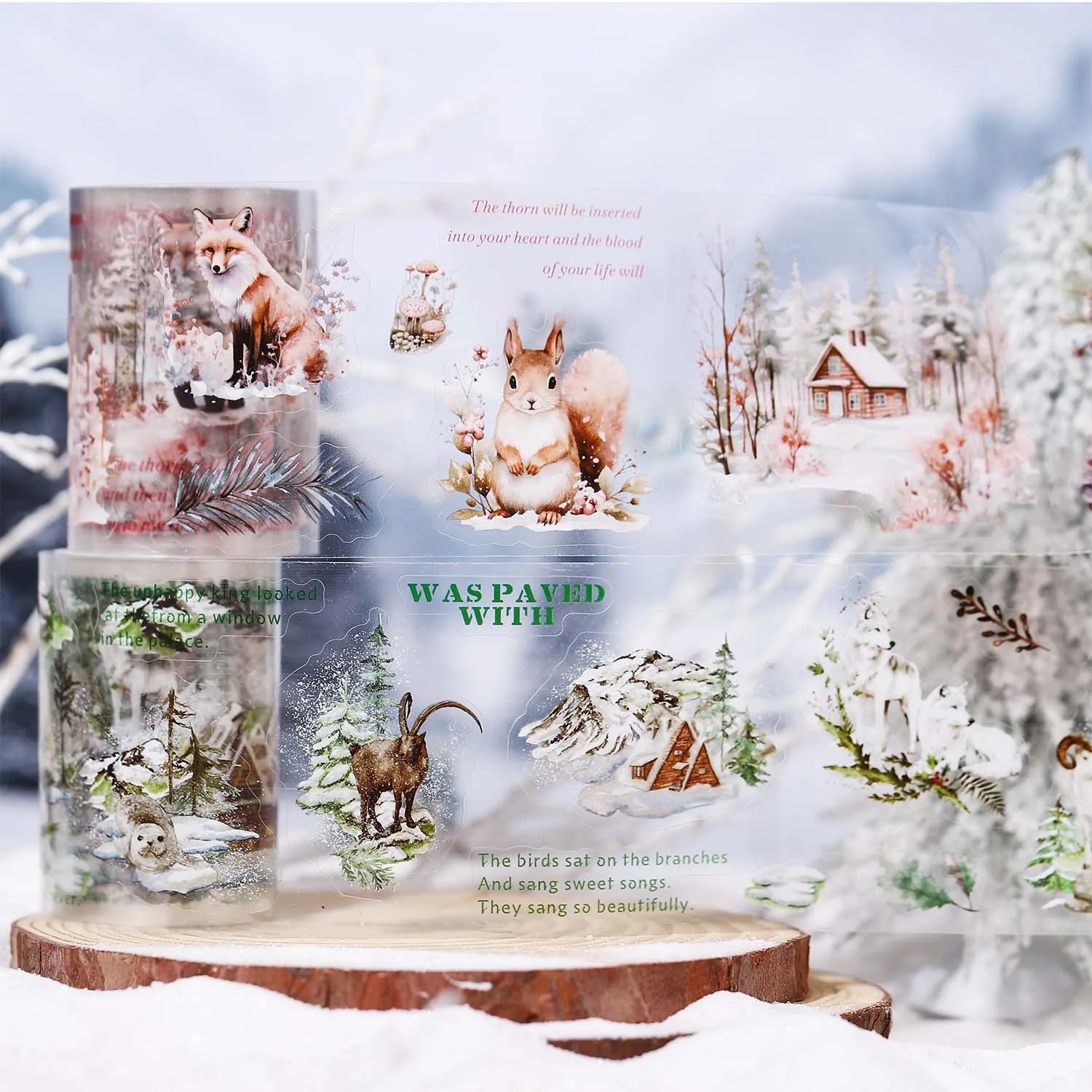 Mr. Paper, Winter Forest Squirrel Elk Stickers, Decorative Diary Notebook Photo Frame Phone Case Scrapbook Supplies