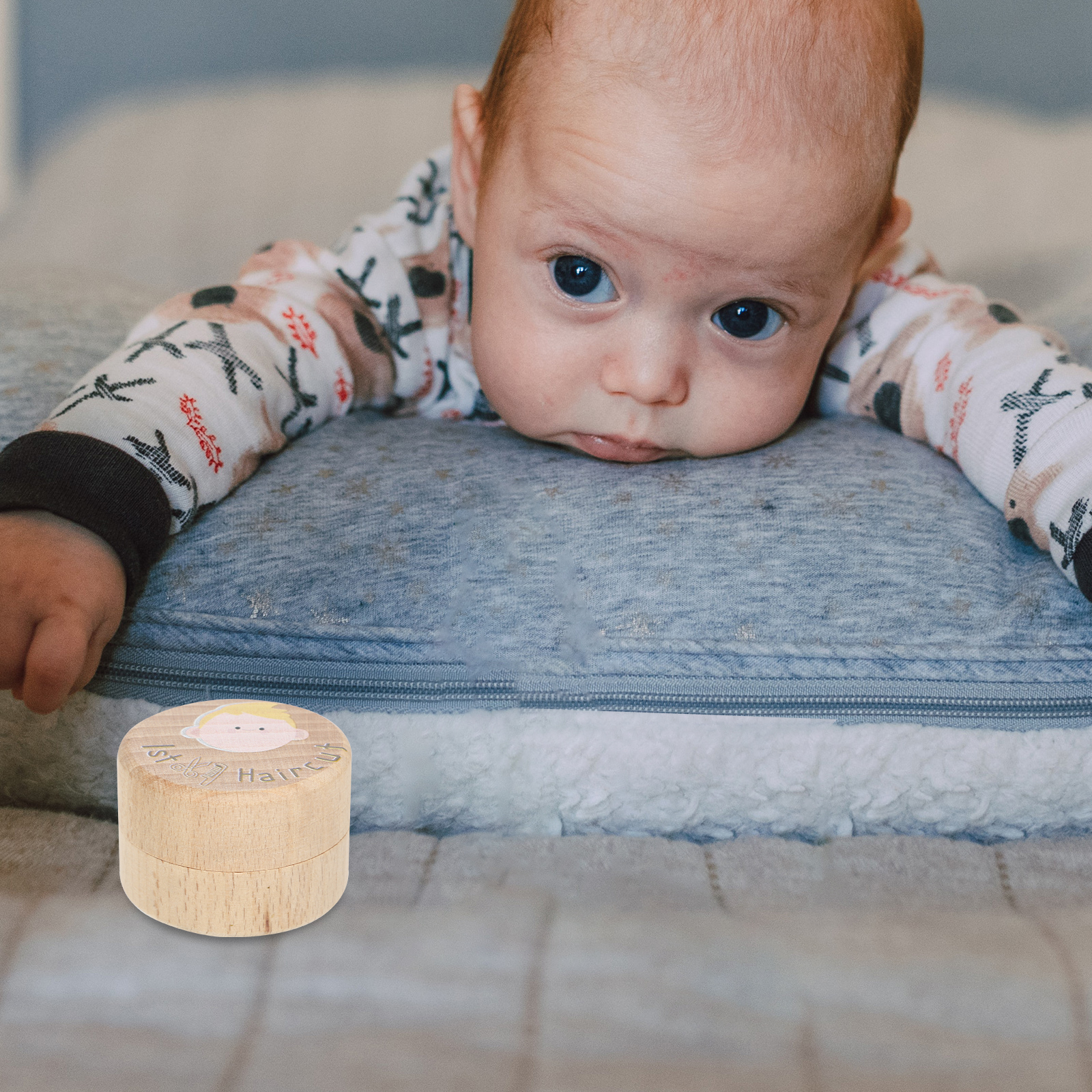 Wooden Baby Hair Keepsake Box First Haircut Storage Holder Kids Cute Fairy Memory Container Baby Boys Girls Gift Haircut Boxes