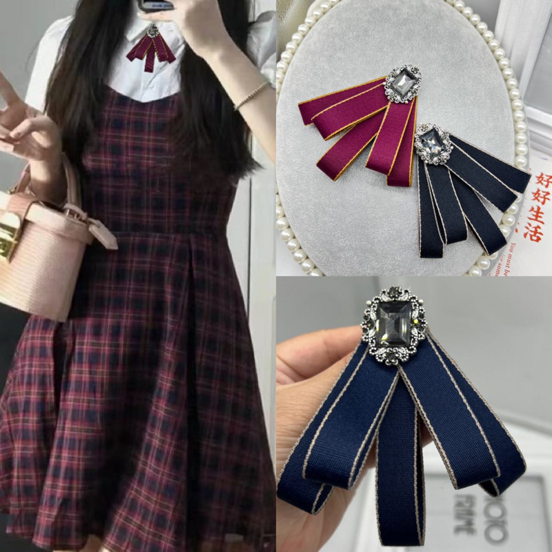 British Korean Style Simple Bow Tie Girl Bow Tie College Style Bow Tie Shirt Accessories Small Fragrant Wind Pin Collar Flower