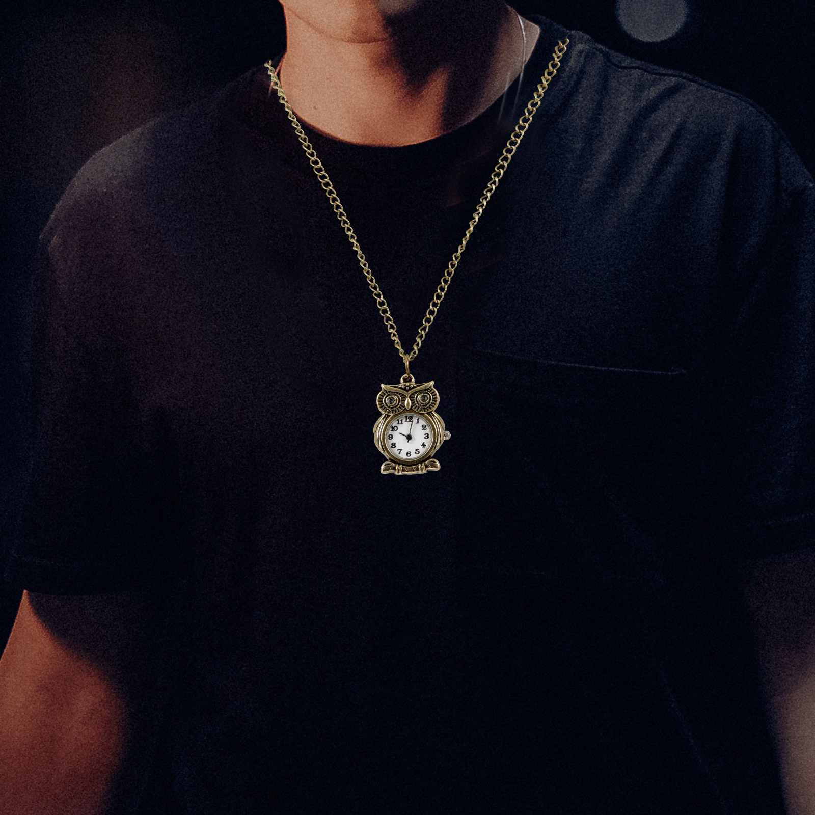 Owl Pocket Watch Digital Watches for Women Men Students Lightweight Metal Jewelry Vintage Decorative Mechanical Pocket