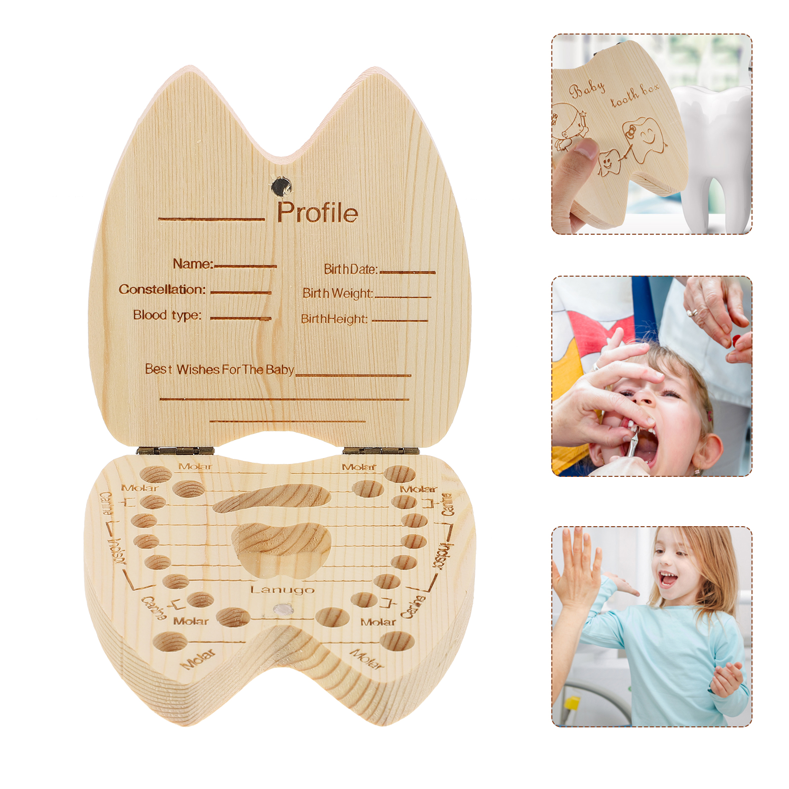 Tooth Boxes for Lost Teeth Storage Gifts Holder Wood Holders Toddler