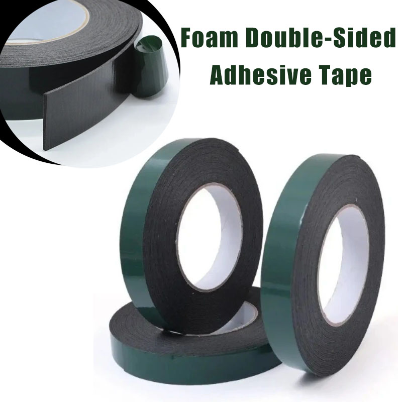 PE Foam Double-sided Tape Super Strong Green Film Black Foam Fixed and Pasted Without Marks Tape 3/5m Length 1mm Thick