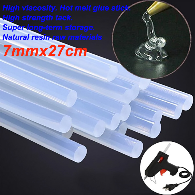 7mmx27cm Length Hot Melt Glue Stick Translucent Power Glue Gun Adhesive Home DIY Industrial Repair 10pcs