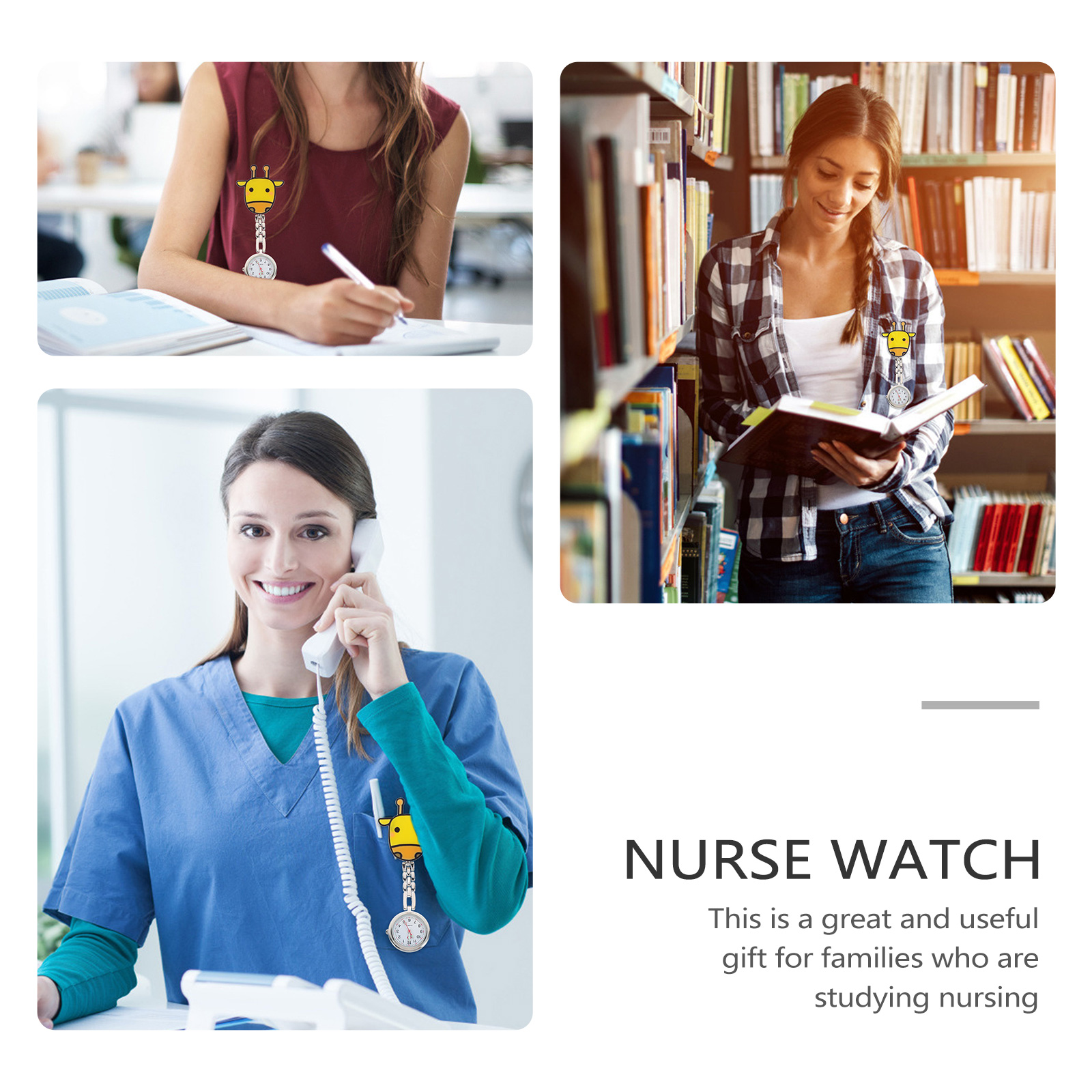1pc Nurse Clinic Deer Shape Pocket Cartoon Deer Pattern Quartz Pocket Watch Doctor Fob Hanging Student Doctor Watch Gift