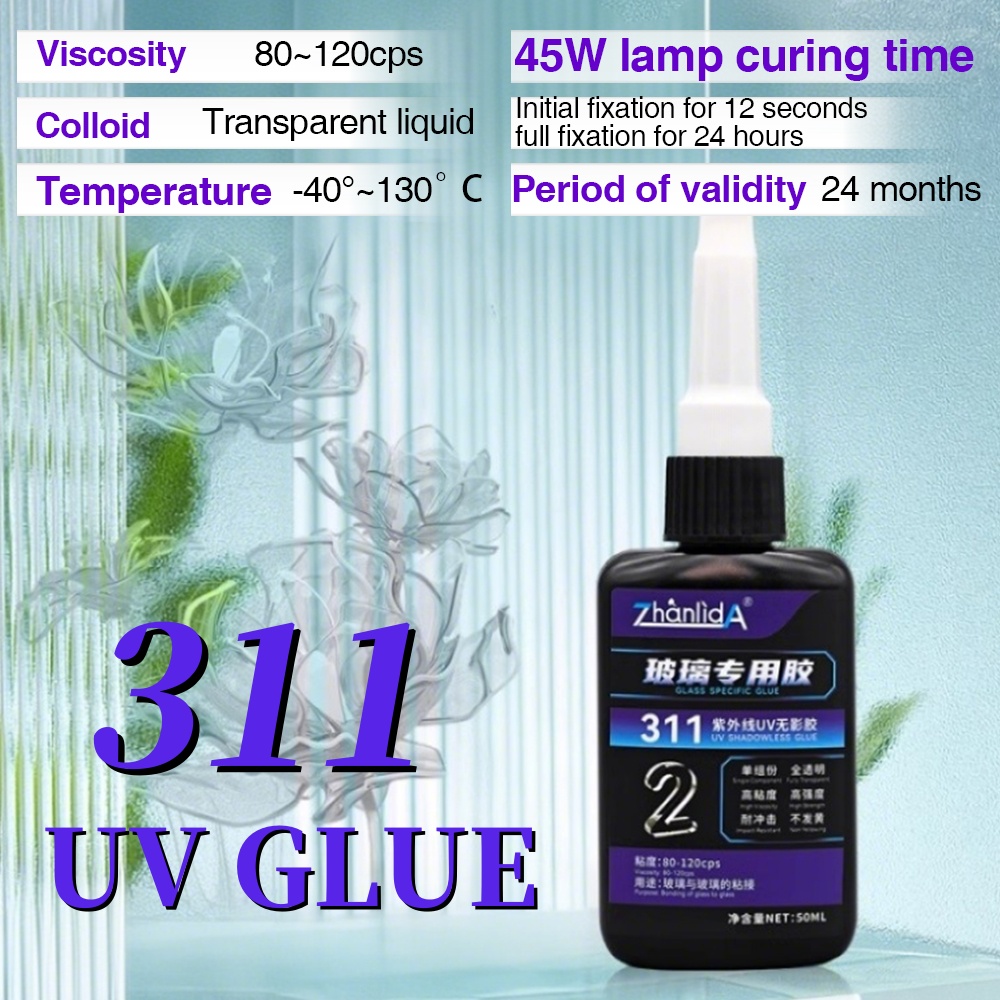 311 Glass Special Glue UV Shadowless Glue Transparent Bonded Traceless For Crystal Acrylic DIY Decoration Multi-purpose Adhesive