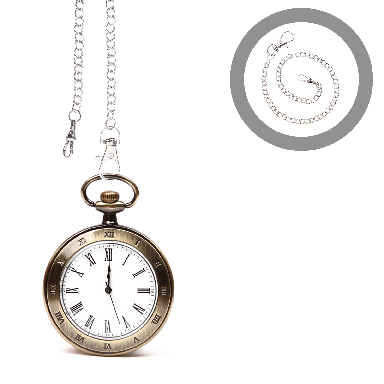 Stainless Steel Pocket Watch Chain Accessories for Men Women Metal Pants Jeans Clothing Decor Spring Buckle Chic Design