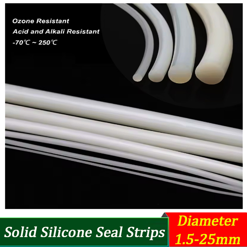 Solid Silicone Cord Dia 1.5mm 2mm 3mm 6mm 8mm 10mm-25mm White Rubber Gasket Trim Seal Strips O Ring High Temperature Waterproof