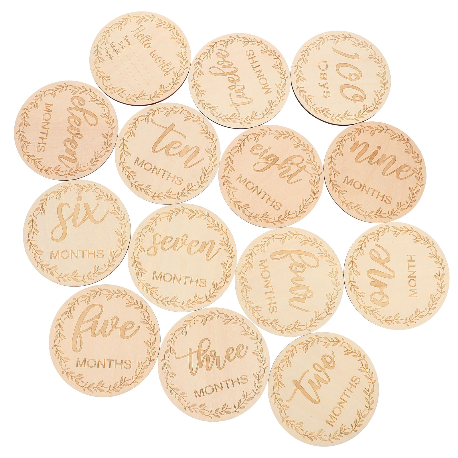 Baby Month Card Photo Prop Number Monthly Milestone Blank No Ink Photography Props Anniversary Age Cards Wood Commemorative