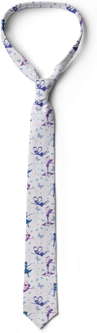 Cute Men&#039;s Tie Butterflies and Fairies Necktie Purple Multicolor Tie Collared Shirt Necktie for Men Women