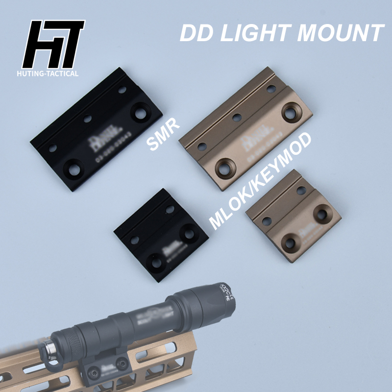 Airsoft Flashlight DD Fit SMR Mlok Keymod mini Scout Light Offset Side Mount For Surefir M300 M600 Weapon Light Base Accessories