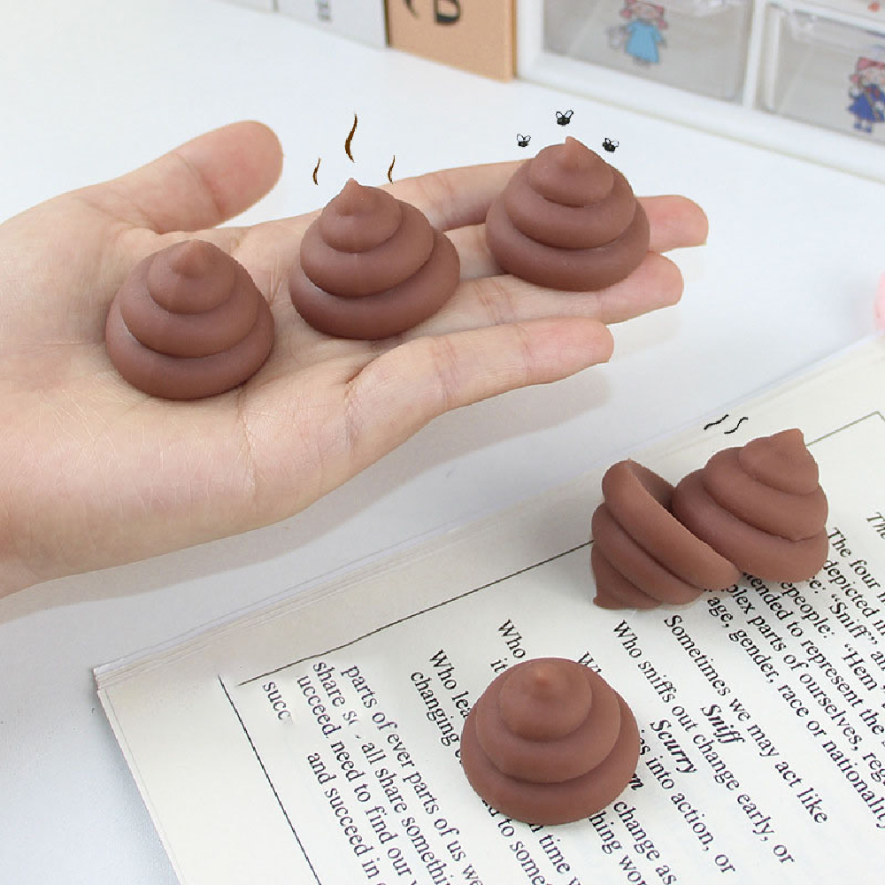 3 pcs Novelty Funny NEW Mini Cute Cartoon Poop Squeezing Poop Fidgety Fingertip Squishy Toys Spoofs Props Party Games Kids Toy