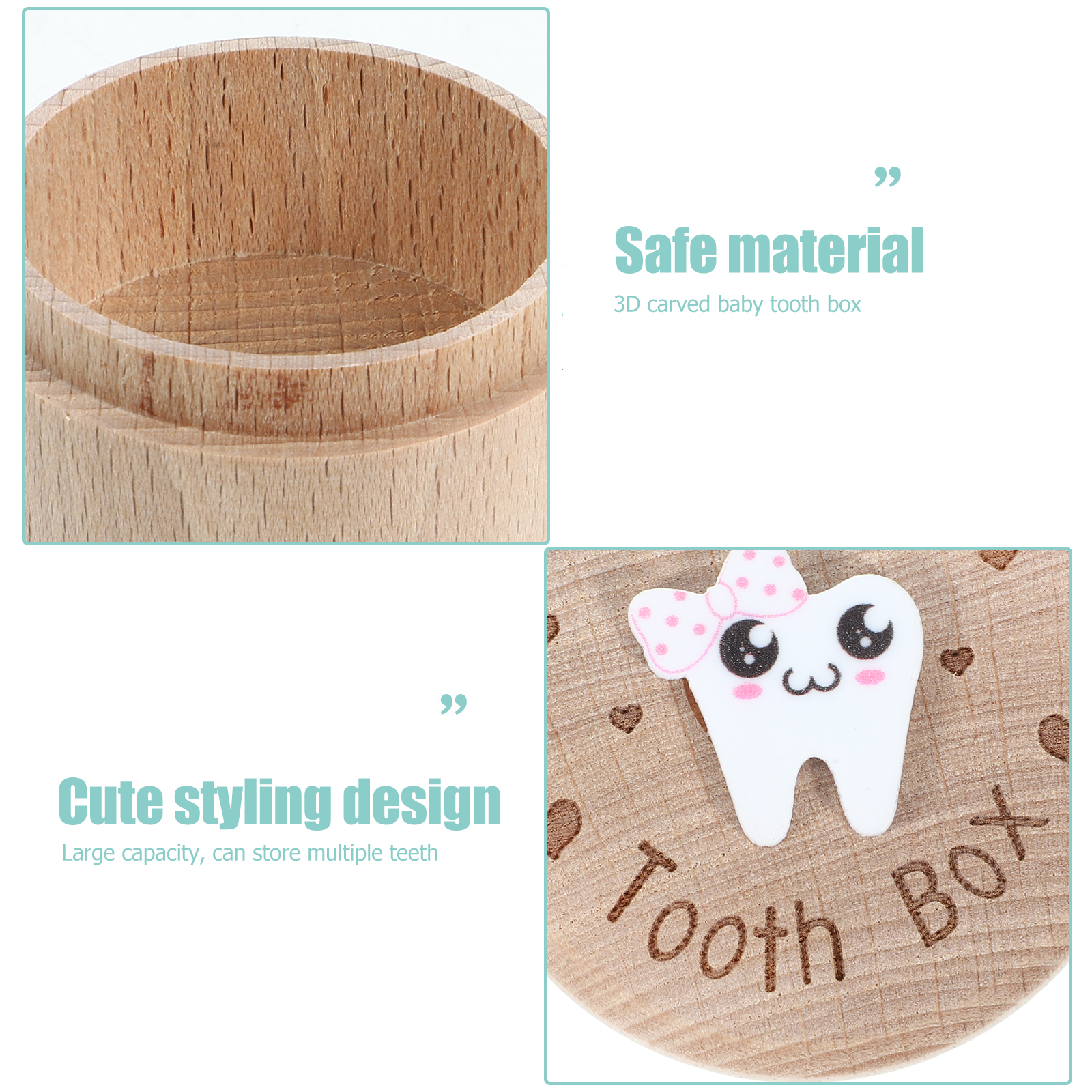 Baby Teeth Box Wooden Keepsake Container Kids First Tooth Storage Case Small Gift Boxes Oral Savers Milestone Memorials Child