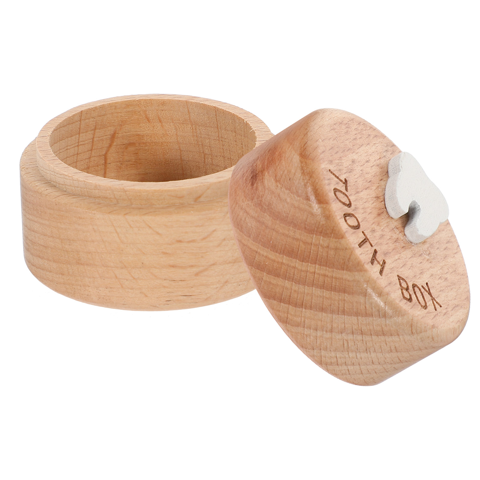 Wooden Kids First Tooth Case Children Container Baby Keepsake Holder
