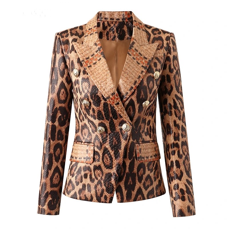 Fashion New Women&#039;s jacket Spring High Streeet Women Blazer Unique Snake Pattern Animal Ladies PU Leather Jacket пиджак женский