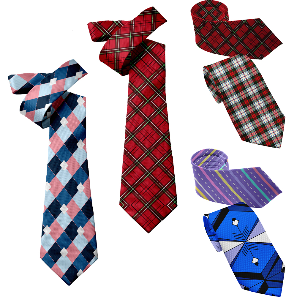 Red plaid tie men&#039;s slim polyester wedding business tie fashion creative shirt with tie new style