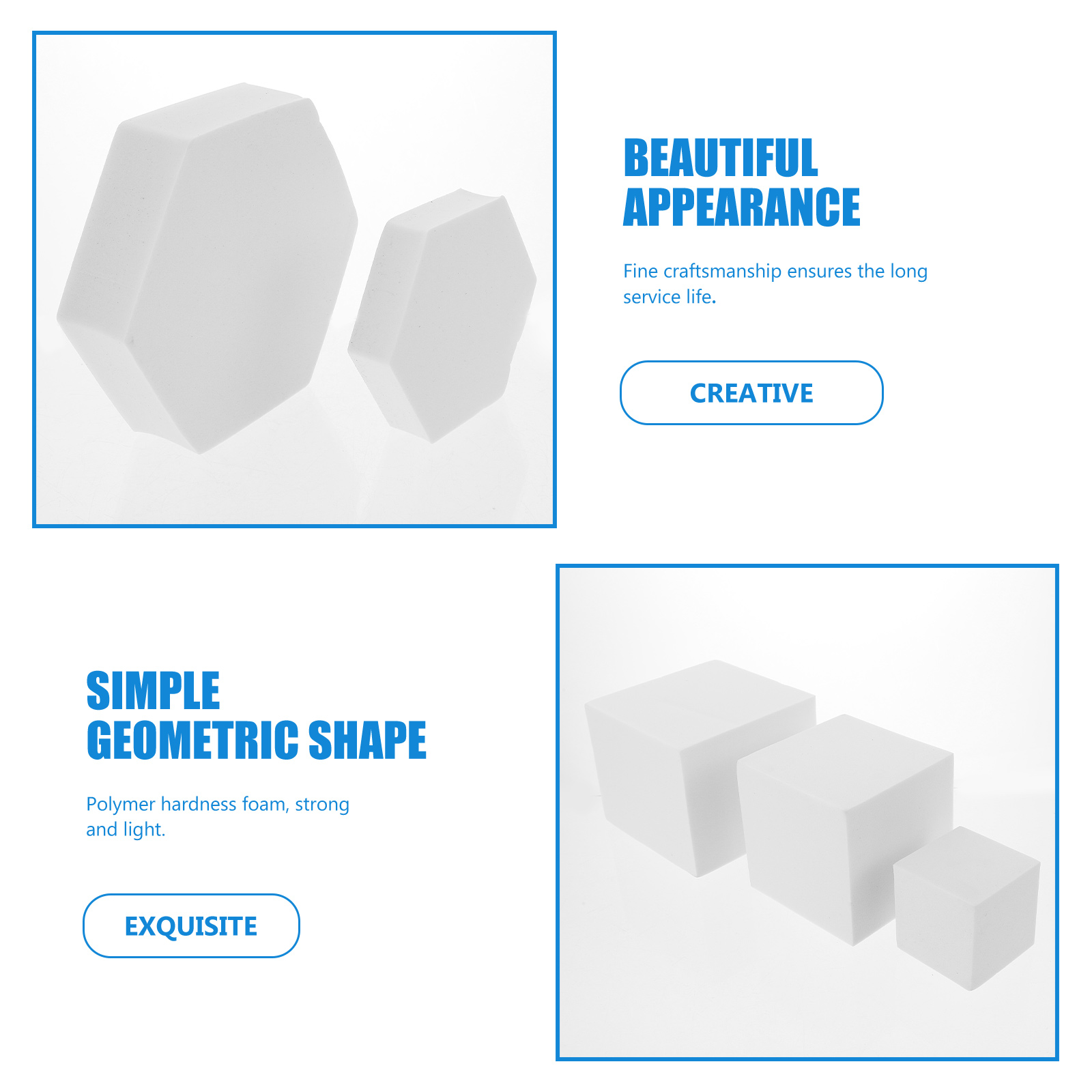 8pcs Geometric Photography Props Foams Stereo Cubes Home Decor Desktop Accessories Solid Ornaments For Cosmetics Jewelry