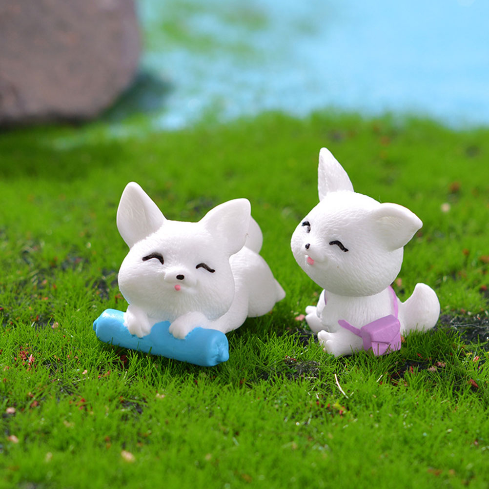 12pcs Micro Landscape Fox Ornament Resin Mini Flowerpot Bonsai Succulent Pot Decor Diy Animal Statue Outdoor Resin