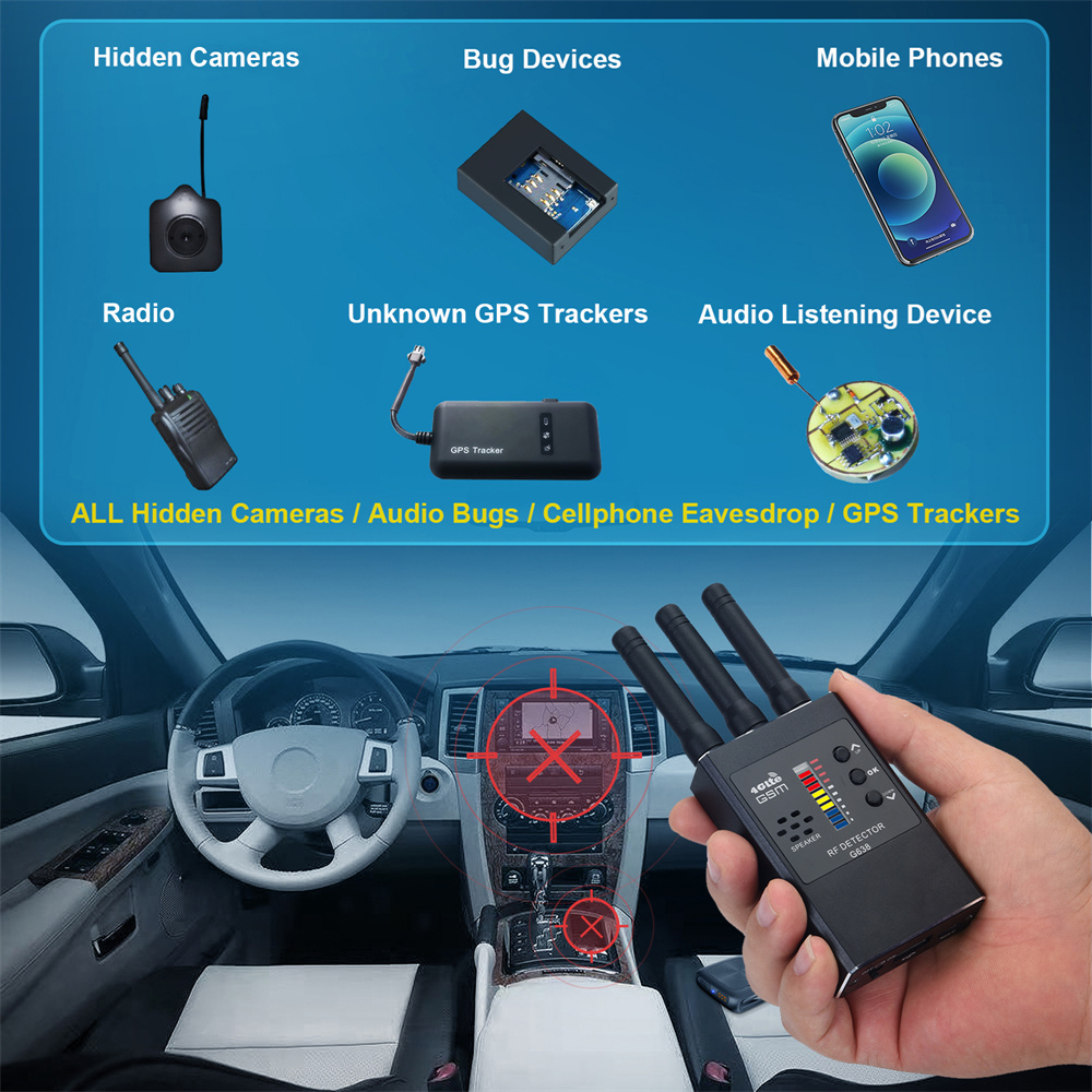 Professional Anti-Spy RF Signal Detector Bug GSM Wireless Hidden Camera Listening Device GPS Tracker Detects Security Protection
