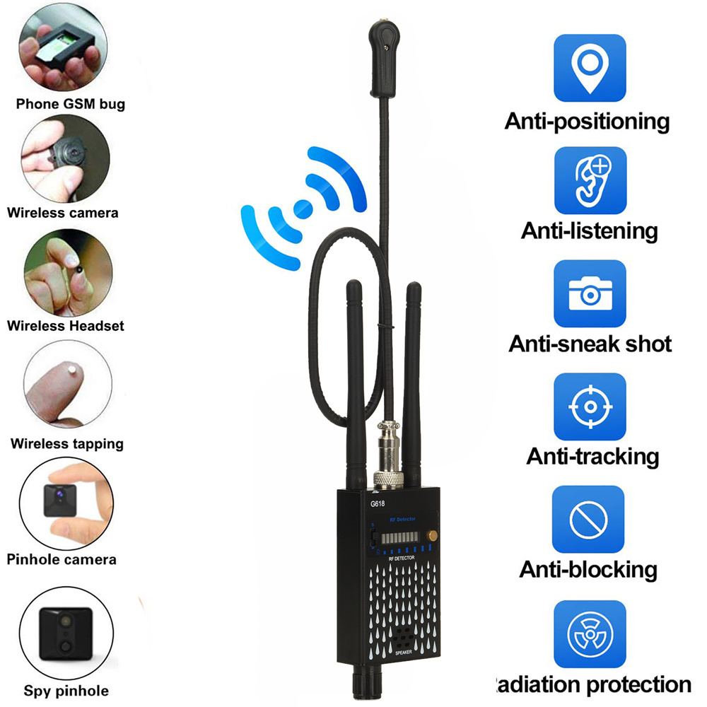 G618W Anti Spy Wireless RF Signal Detects Bug GPS Tracker GSM Eavesdropping Device Professional Hidden Camera Signal Finder G318